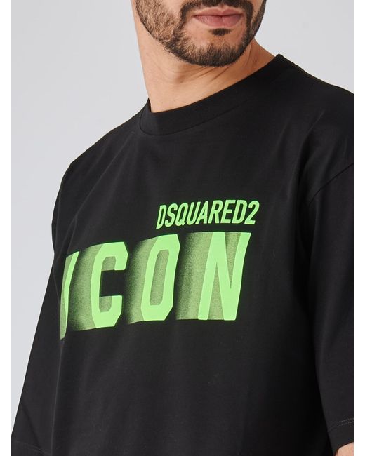 DSquared² Black Icon Blur Loose Fit Tee T-Shirt for men