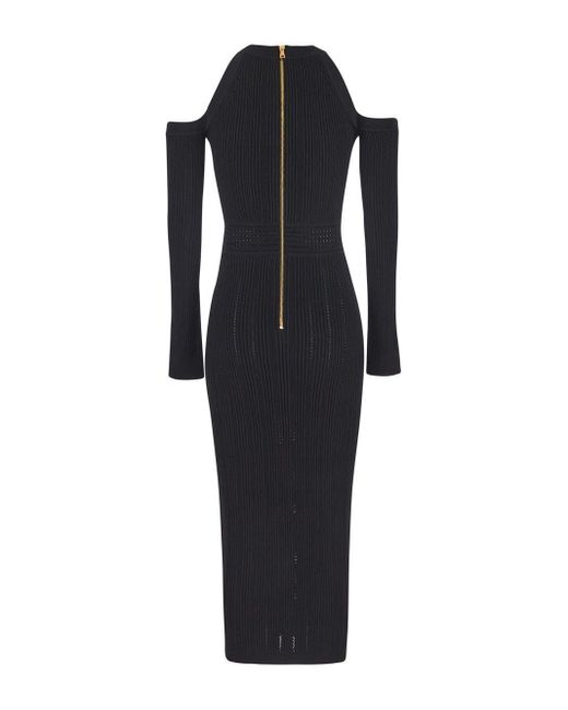 Balmain Black Knitted Midi Dress