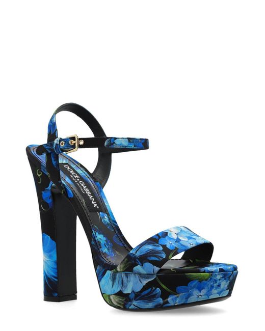Dolce & Gabbana Bluebell Printed Charmeuse Platform Sandals