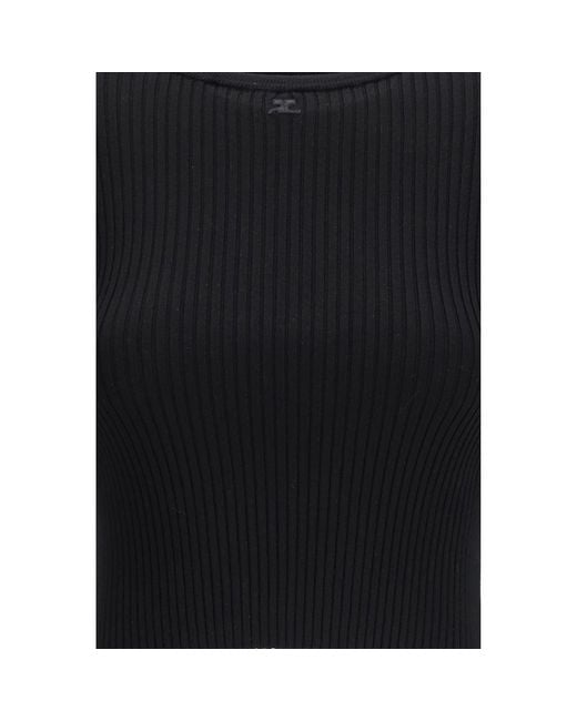 Courreges Black Viscose T-Shirt