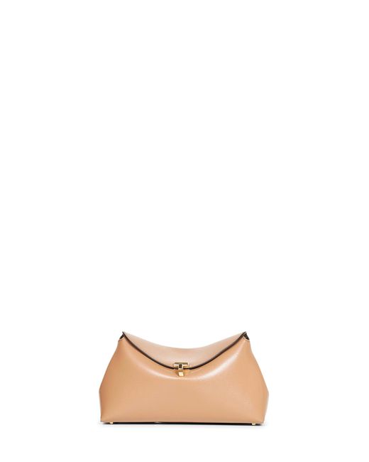 Totême Natural Clutch Bag T-Lock Calf Leather Handbags