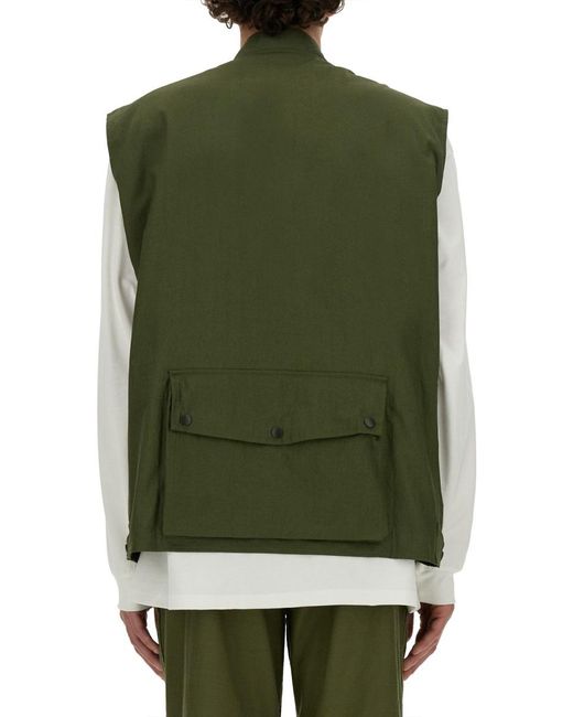 Needles Green Vest With Pockets Cotton Waistcoats & Gilets for men
