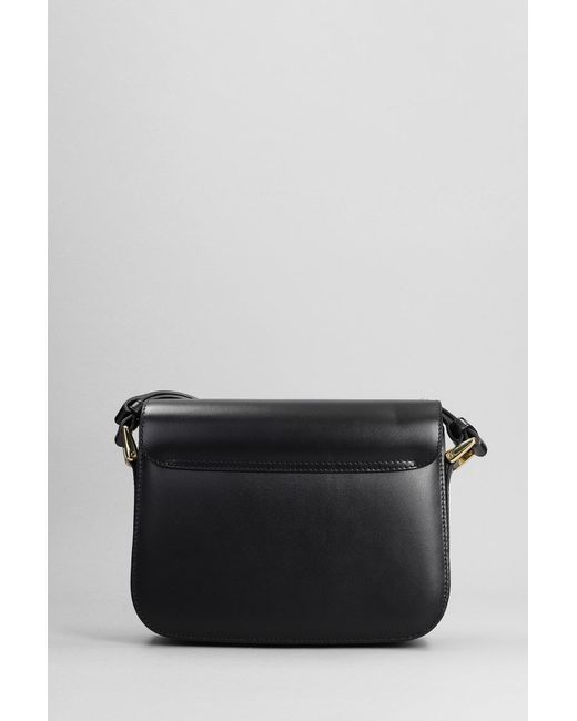 A.P.C. Gray Grace Small Shoulder Bag In Black Leather