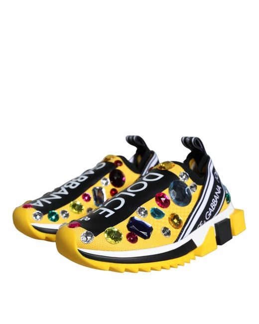 Dolce & Gabbana Black Sorrento Crystals Sneakers Shoes
