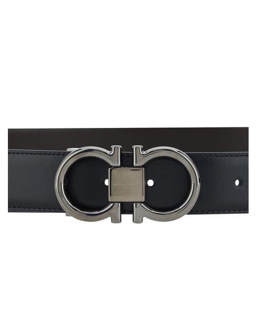 Ferragamo White Gancini Belt Calf Leather Bos Taurus E Braces for men