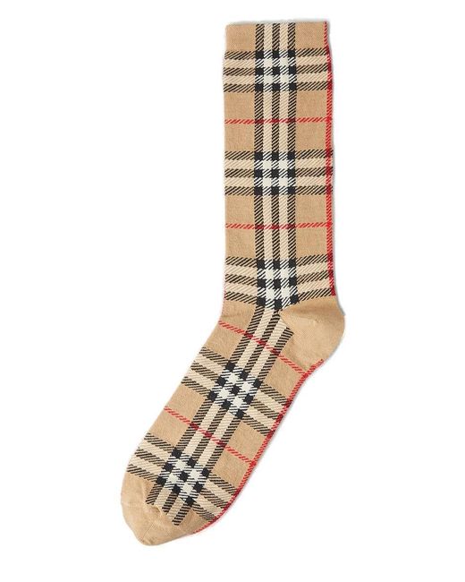 Burberry White Vintage Check-pattern Stretched Socks for men