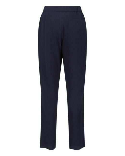 Giorgio Armani Blue Textured Virgin Wool Trousers With Straight Leg for men