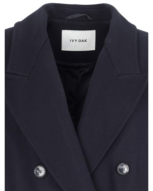 IVY & OAK Blue Oversized Virgin Wool Blend Double-Breasted Coat