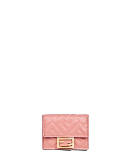 Fendi Pink Micro Trifold Baguette Wallet