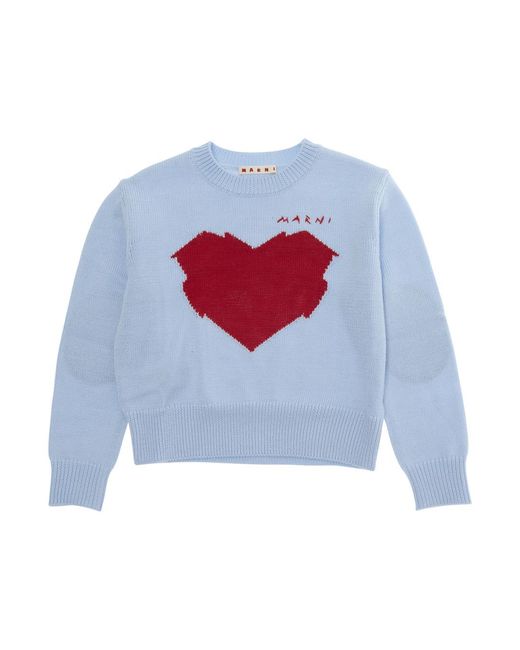 Marni White Girls Crewneck Sweater Wool Tops