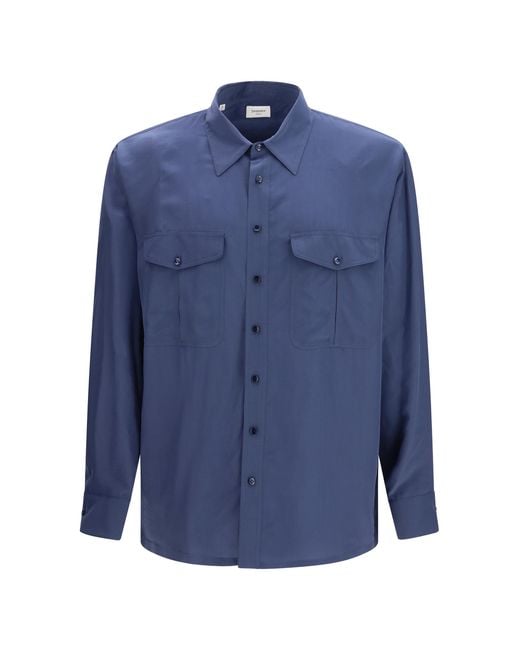 Saint Laurent Blue Toile 4812 Buttoned Shirt Viscose; Silk for men