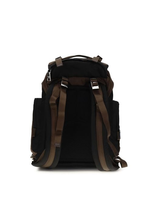 Prada Black Backpack Re-Nylon And Leather Recycled Polyamide Backpacks for men