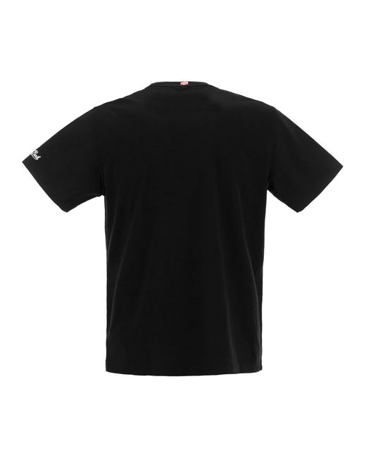 Mc2 Saint Barth Black Cotton T-Shirt With Negroni Print for men