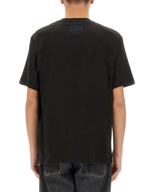KENZO Black T-Shirt Happy Tiger for men