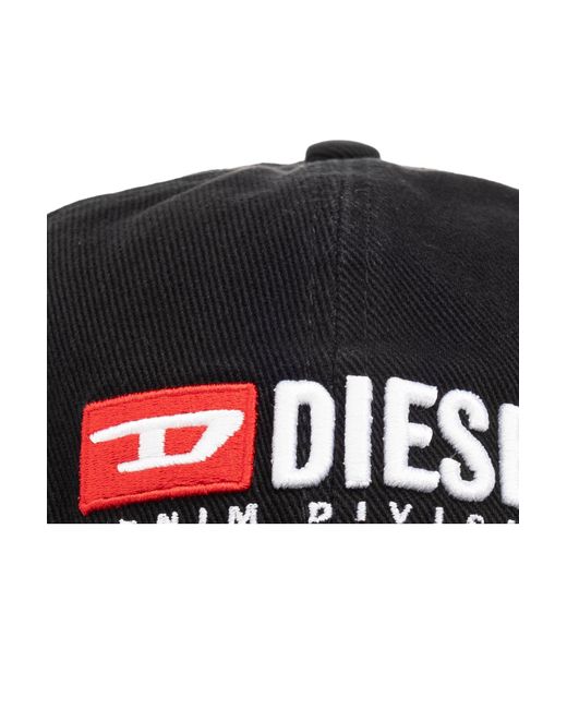 DIESEL Black Baseball Cap With Logo Embroidery for men