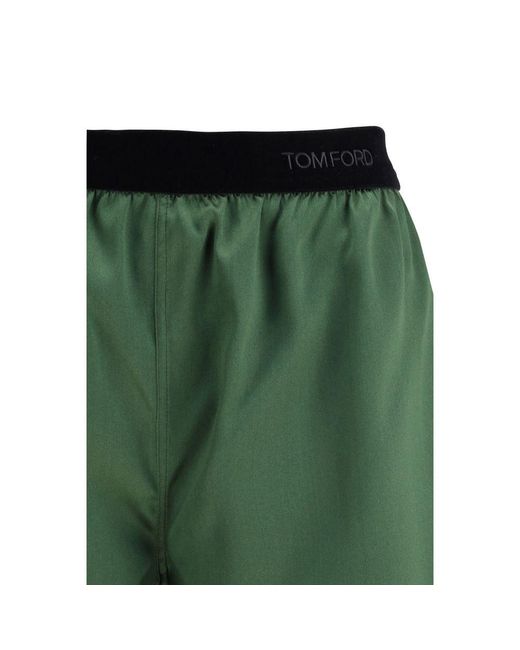 Tom Ford Green Bicolor Silk Bermuda Shorts