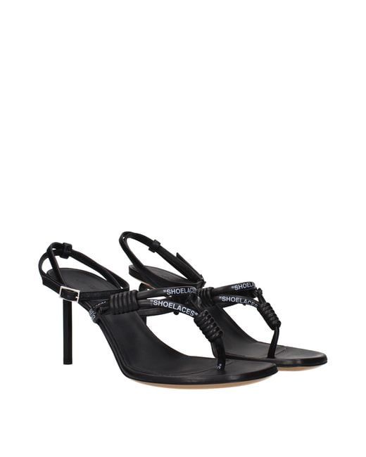 Off-White c/o Virgil Abloh Black Off Leather Flip Flops