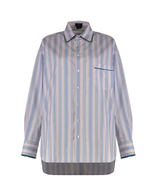 Etro Gray Striped Cotton Shirt