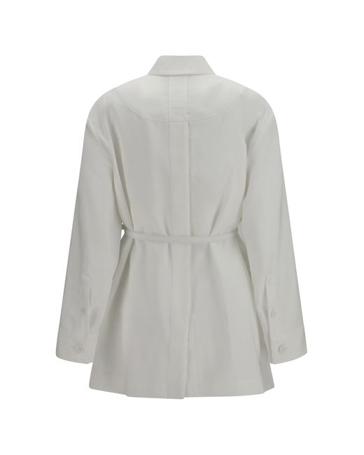 Fendi Gray Jacket Belted Linen-Cotton Shirt