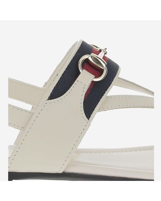 Gucci White Leather Sandal With Web