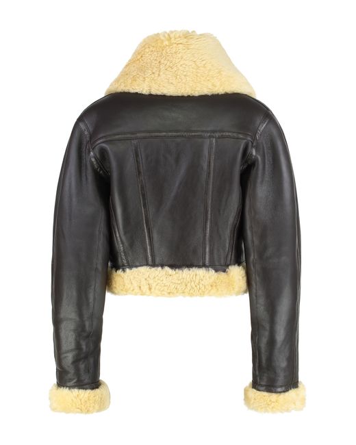 Jacquemus Black Leather Aviator Jacket Lamb