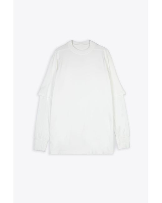 Rick Owens White Hustler T Cotton Layered T-Shirt With Long Sleeves for men