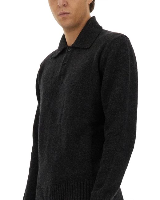Dolce & Gabbana Black Wool Polo Polyamide Jumpers for men