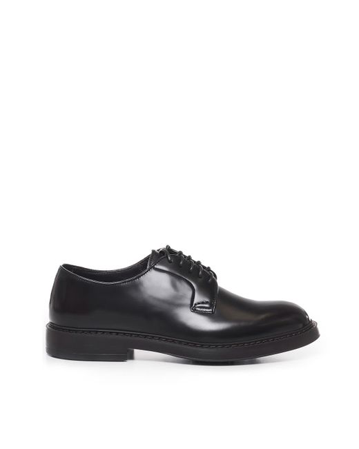 Doucal's Black Low Leather Lace-Ups for men