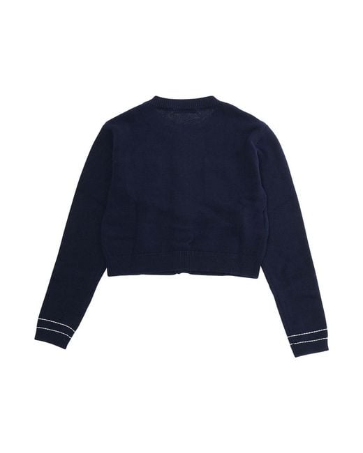 Marni Blue Cardigan Crew-Neck Cotton Tops