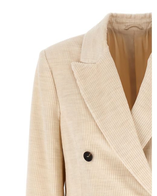 Brunello Cucinelli Natural Ribbed Velvet Blazer