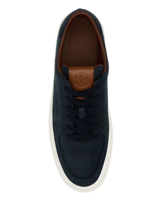 Moncler Midnight Blue Leather Monclub Sneakers for men