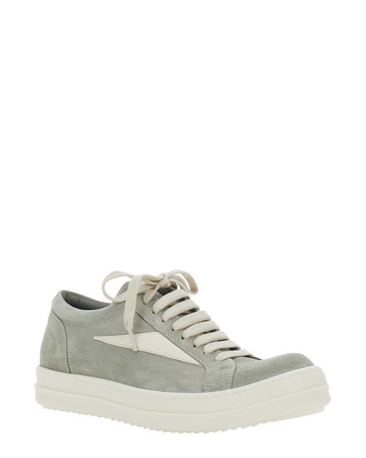 Rick Owens White Low Top Suede Sneakers Trainers