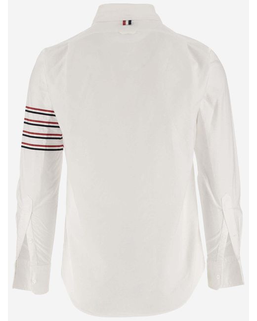 Thom Browne White 4 Bar Tricolor Cotton Shirt for men