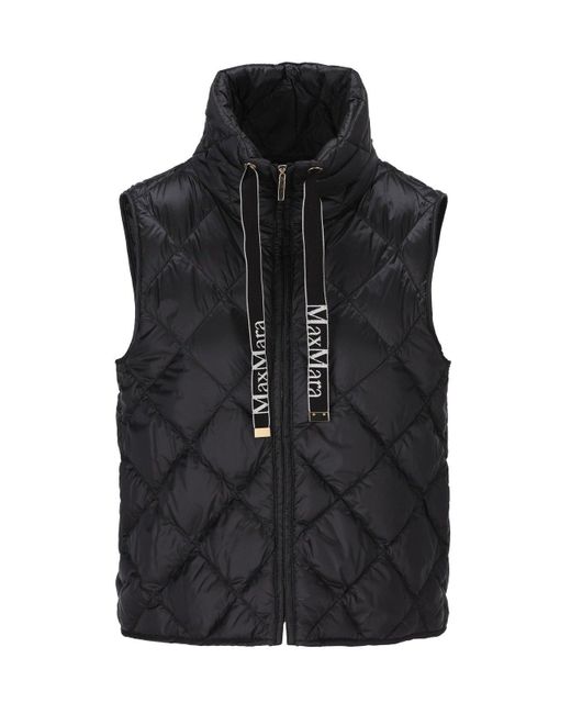 Max Mara Black High Neck Drawstring Gilet