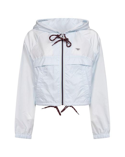Prada Blue Re-Nylon Hooded Jacket Recycled Polyamide Bomber