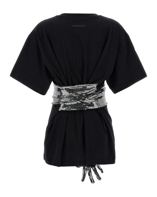 MM6 by Maison Margiela Black Sequin Gloves T-Shirt Cotton