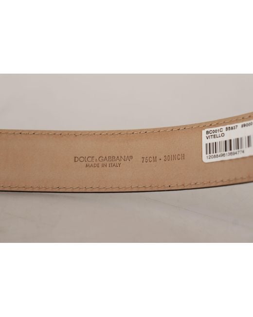 Dolce & Gabbana Black Calf Leather Backend Metal Buckle Belt for men