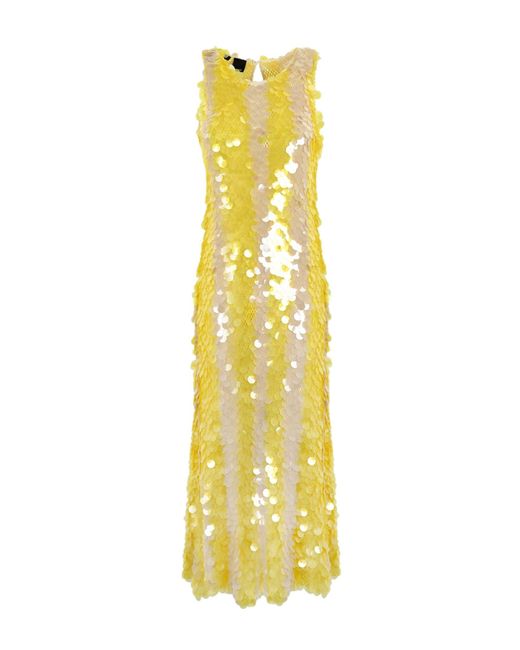Pinko Yellow Acrisio Full Sequin Dress