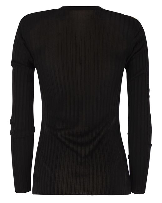 Elisabetta Franchi Black Viscose Knit Shirt With Logo Details