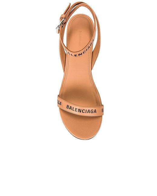 Balenciaga Brown Logo Block Heel Sandal