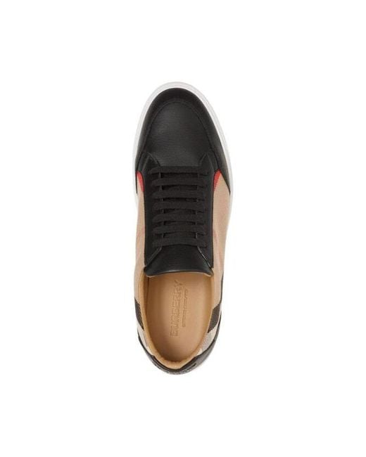 Burberry Black Arthur Check Panel Leather Sneakers