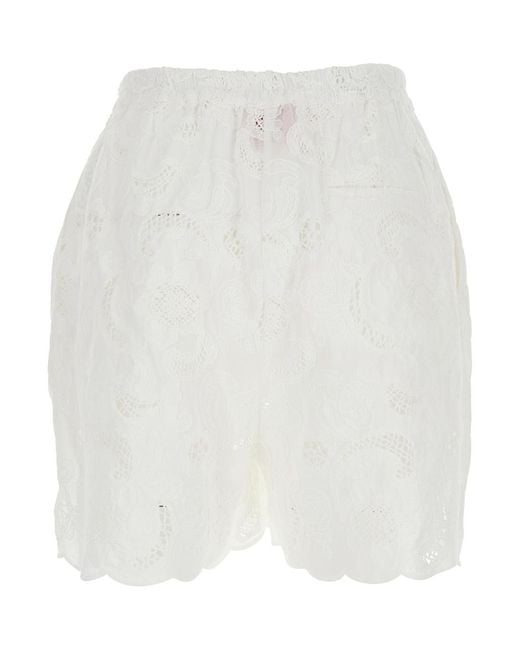 ..,merci White Bermuda With Front Pockets And Button Closure For Shorts
