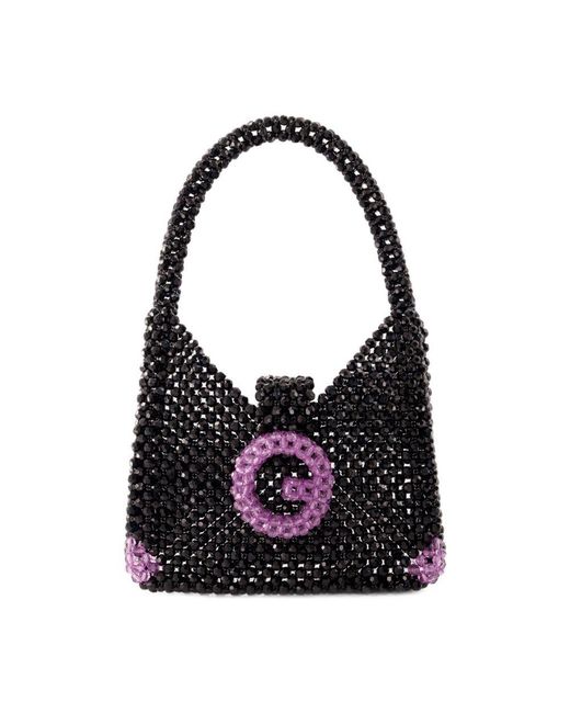 Germanier Black Beaded Hobo Bag