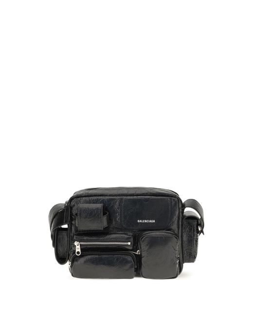 Balenciaga Black Superbusy Messenger Shoulder Bag Lamb Ovis Aries for men