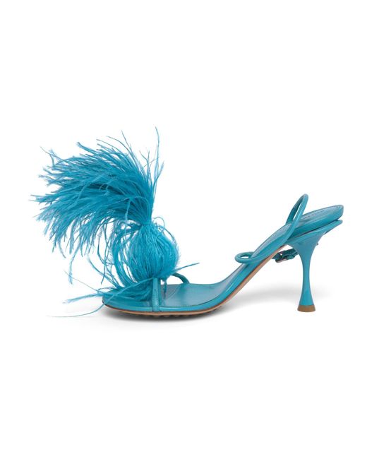 Bottega Veneta Blue 100Mm Dot Feather-Detailed Sandals