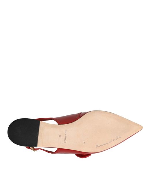 Dolce & Gabbana Red Leather Slingback Flats Sandals Shoes 100Lf