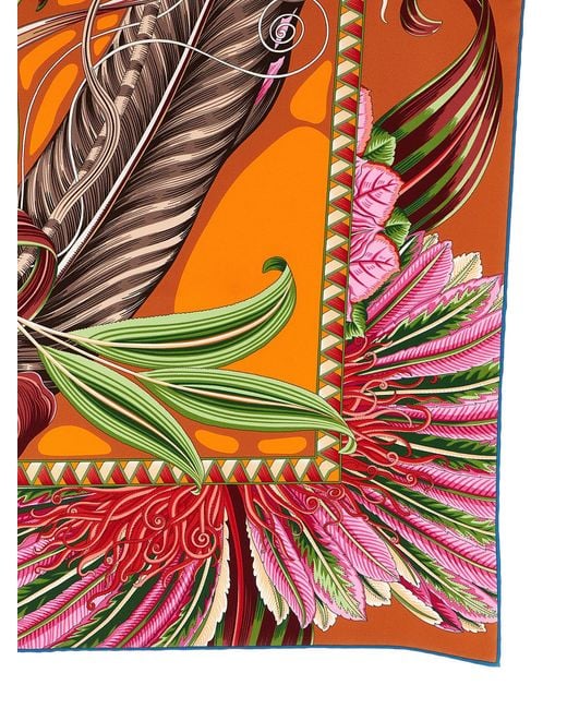 Ferragamo Orange 'Giada' Print Scarf