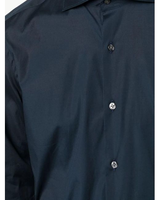 Fay Navy Blue Stretch-cotton Shirt for men