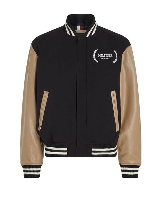 Tommy Hilfiger Black Varsity Jacket With Color Block Pattern for men