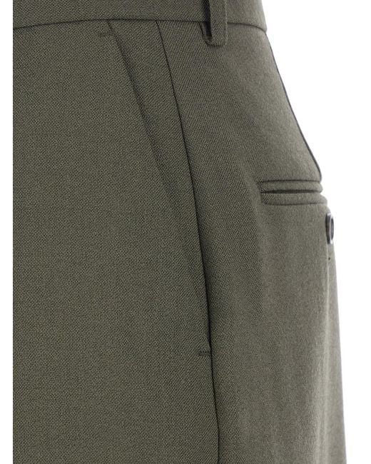 Totême Green Wide Leg Wool Blend Pants Trousers